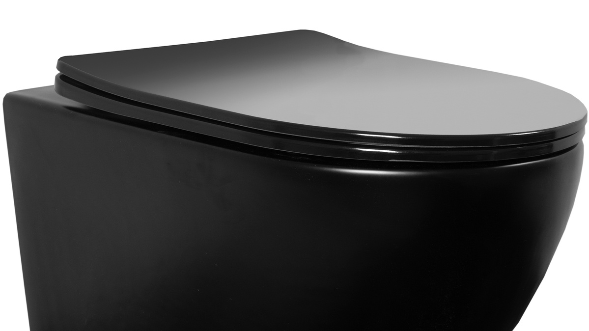 Сиденье для унитаза REA FLAT с микролифтом дюропласт 360x425мм быстросъемное 125мм между креплениями черное REA-C6003