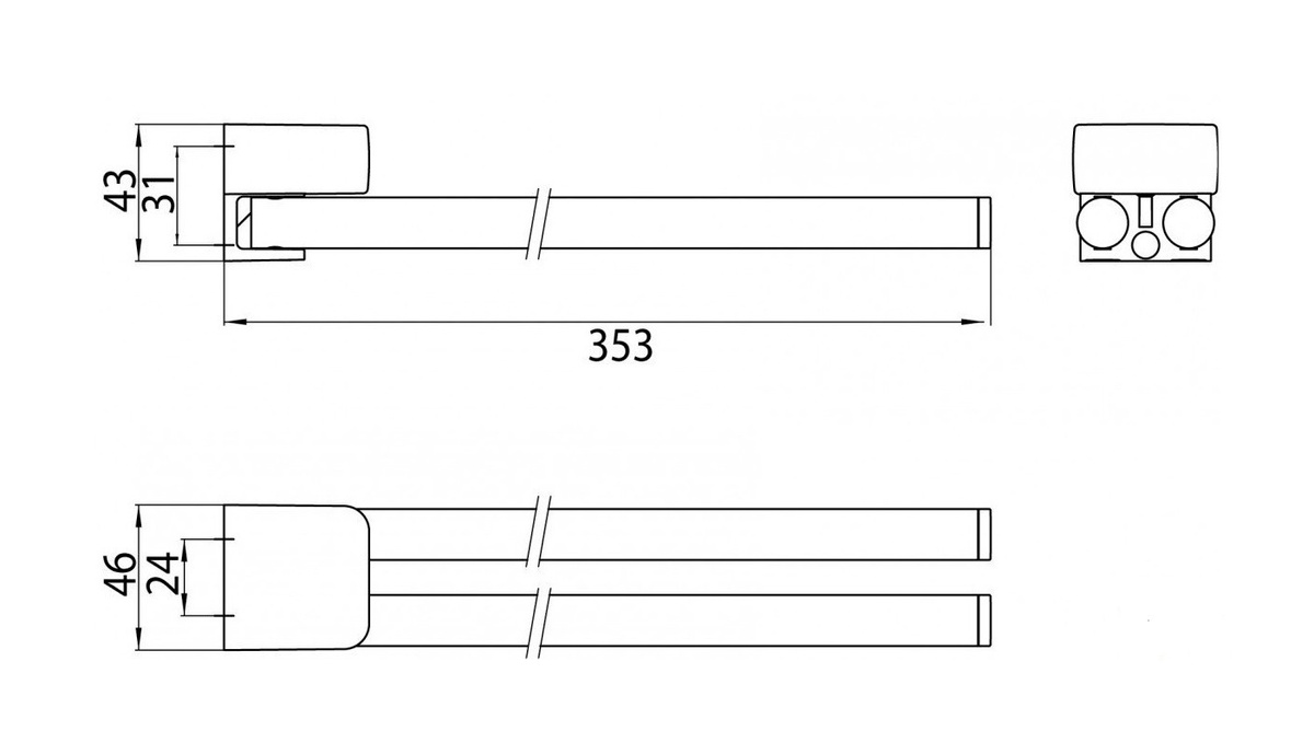 Тримач для рушників поворотний EMCO Trend 0250 001 35 353мм подвійний округлий металевий хром