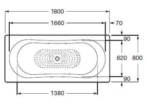 Ванна стальная металлическая прямоугольная ROCA DUO PLUS 180см x 80см оборачиваемая A221670000
