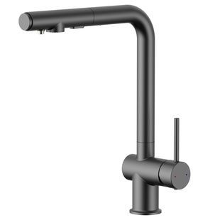Змішувач для кухні із краном для фільтрованої води Q-TAP Rozcesti графіт латунь QTROZ367GMB45942