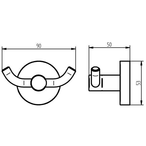 Крючок для ванной настенный двойной HACEKA Kosmos TEC сатин металл 1113202