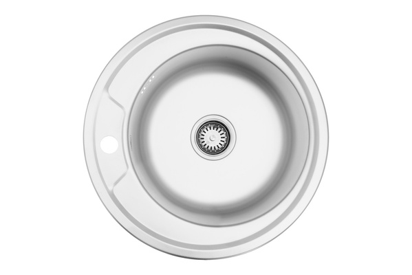 Мийка для кухні із нержавіючої сталі кругла KRONER KRP 490x490x180мм мікротекстура 0.8мм із сифоном CV022765