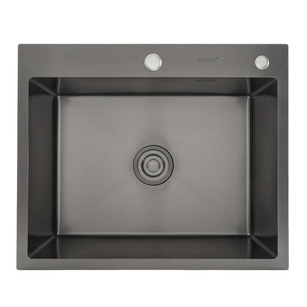 Мойка для кухни из нержавеющей стали прямоугольная GAPPO 600x500x215мм матовая 1мм черная с сифоном SQ-1045118
