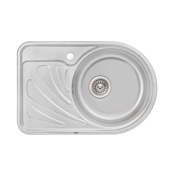 Кухонна мийка із нержавіючої сталі кутова Q-TAP 450мм x 675мм мікротекстура 0.8мм із сифоном QT6744RMICDEC08