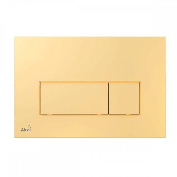 Кнопка слива для инсталляции ALCAPLAST пластиковая двойная глянцевая золотая M575