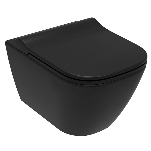 Унитаз подвесной для инсталляции безободковый черный VOLLE SOLO с сиденьем с микролифтом 13-55-111Black