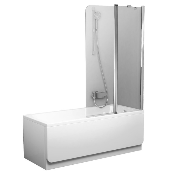 Шторка стеклянная для ванны двухсекционная распашная 150x99см RAVAK CHROME CVS2-100 R стекло прозрачное 6мм профиль хром 7QRA0C00Z1