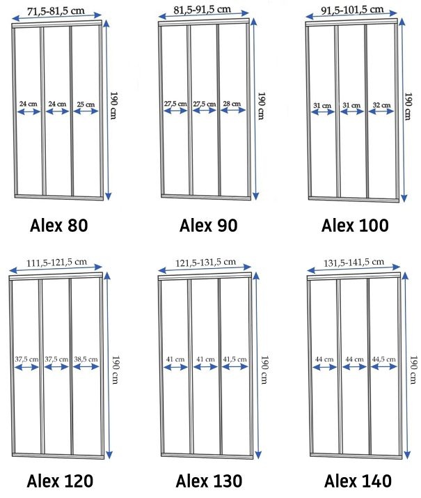 Двері скляні для душової ніші розсувні трисекційні REA ALEX 100 100x190см прозоре скло 4мм профіль хром REA-K0546