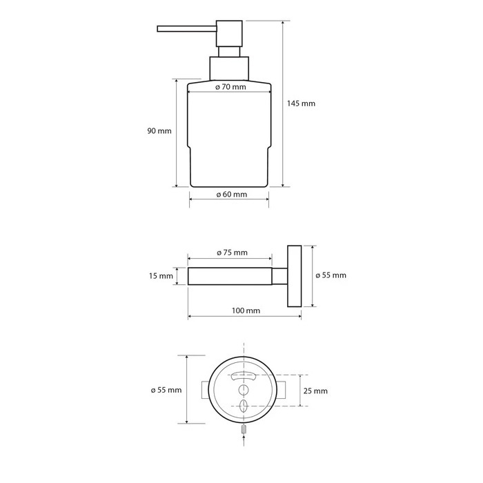 Дозатор для жидкого мыла BEMETA Dark Mini настенный на 200мл округлый стеклянный черный 104109100