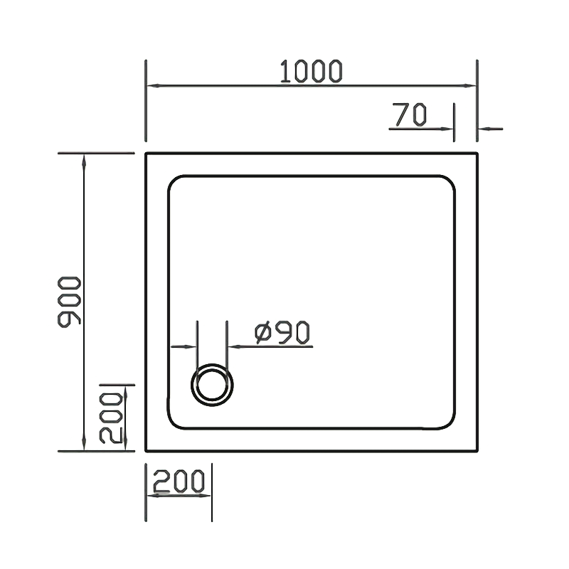 Піддон для душової кабіни EGER SMC 599-1090S 100x90x3.5см прямокутний композитний без сифону білий