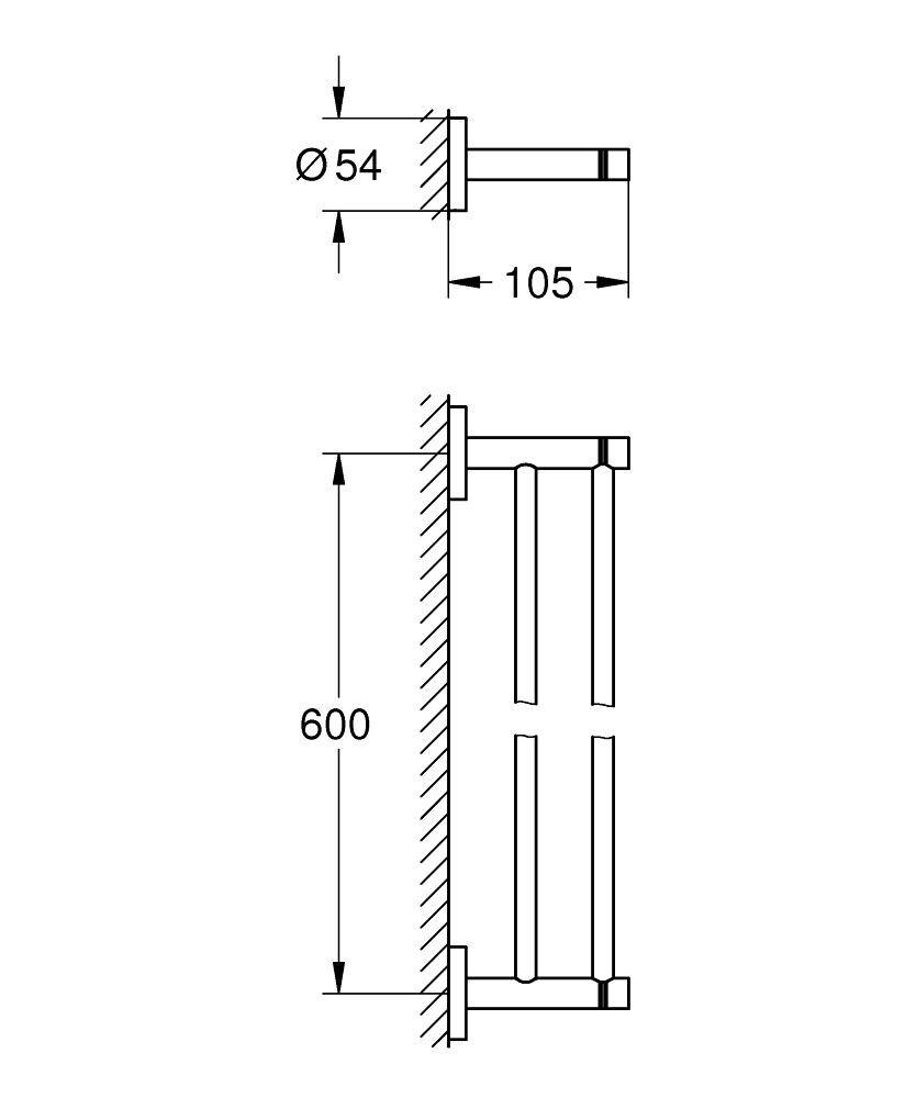 Тримач для рушників подвійний GROHE Essentials 40802001 654мм округлий металевий хром