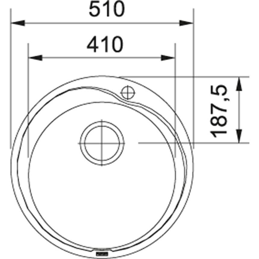 Мийка для кухні із нержавіючої сталі кругла FRANKE Ronda RON 610-41 510x510x175мм матова 0.7мм без сифону 101.0255.783