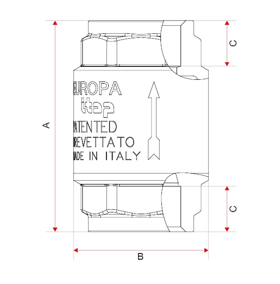 Зворотний клапан для води ITAP EUROPA 100 пружинний 1/2" внутрішня 000000516
