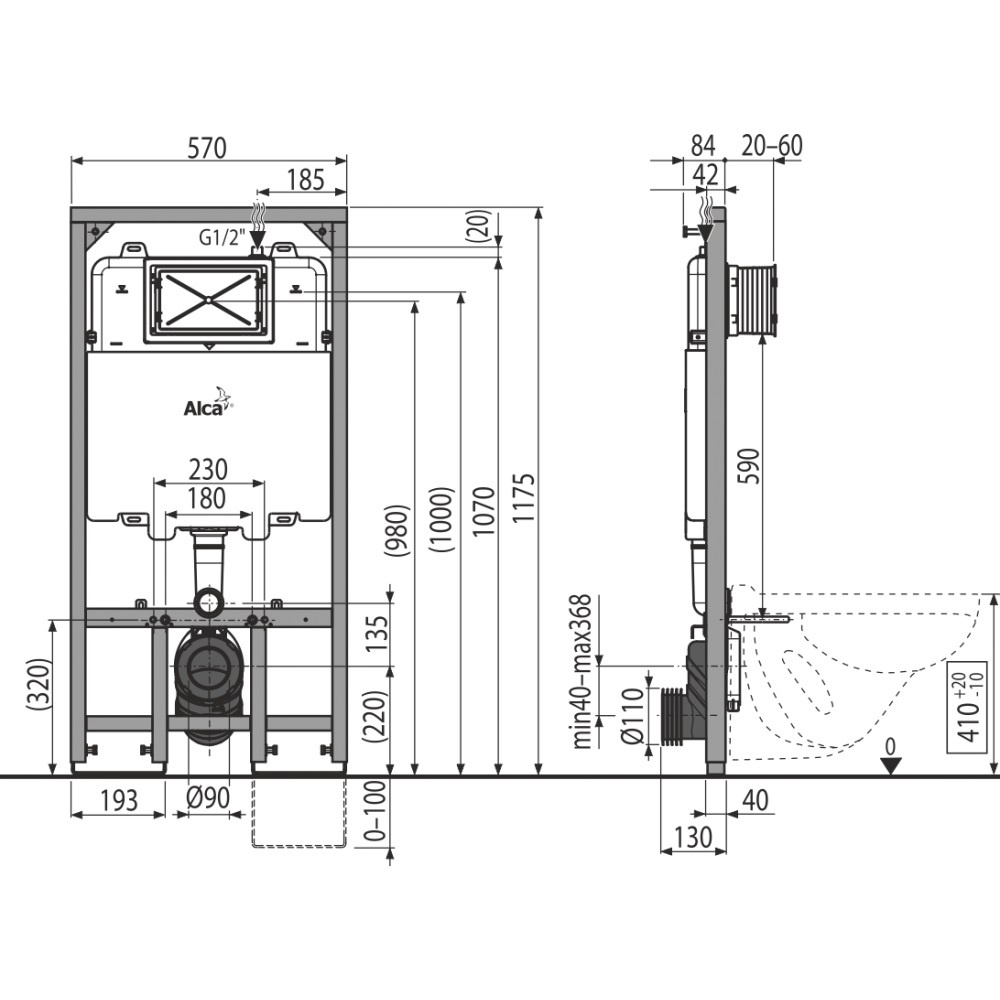 Инсталляция для унитаза ALCAPLAST AM1101/1200