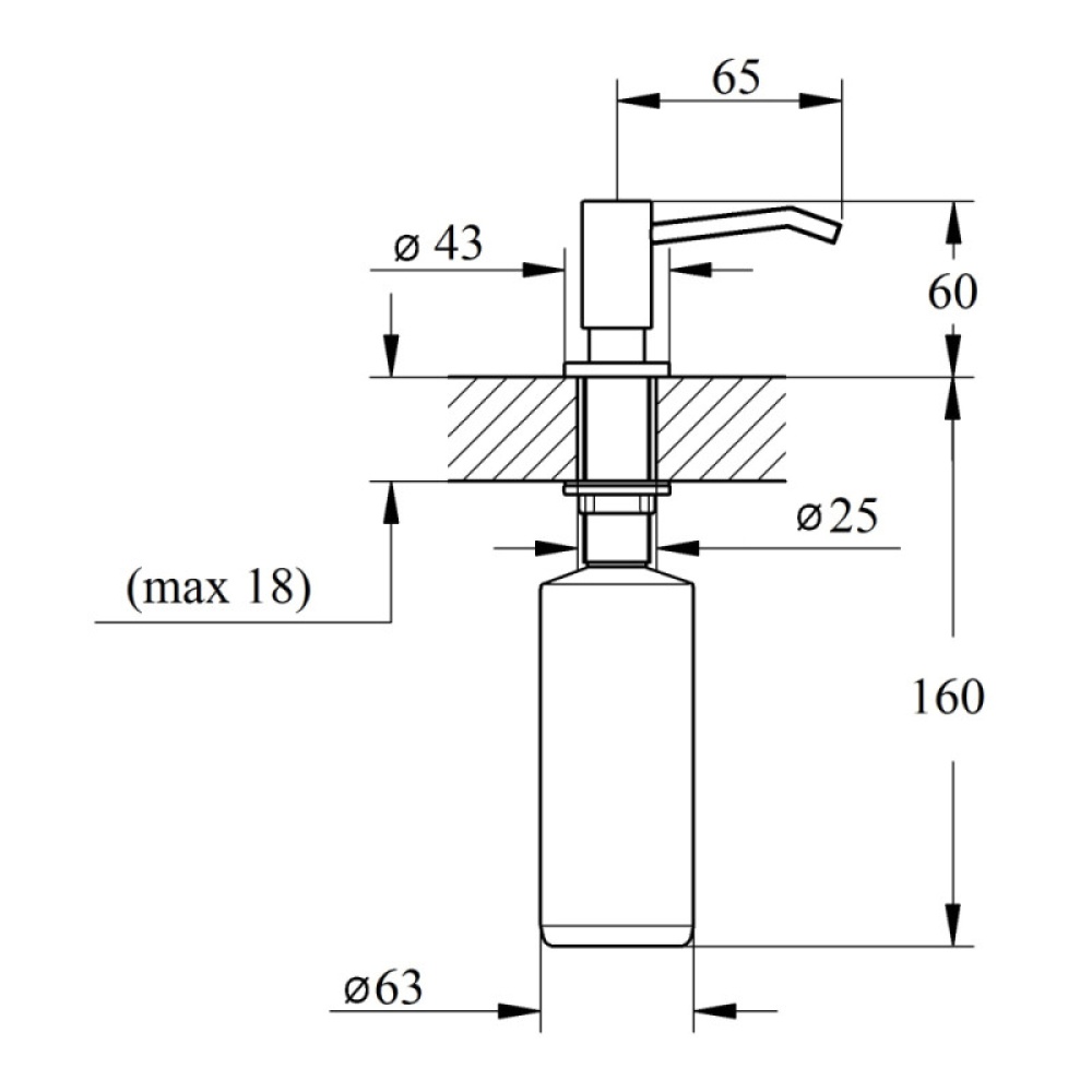 Дозатор врізний для кухонної мийки LIDZ LIDZDCRM1120200011 на 350мл із нержавіючої сталі хром