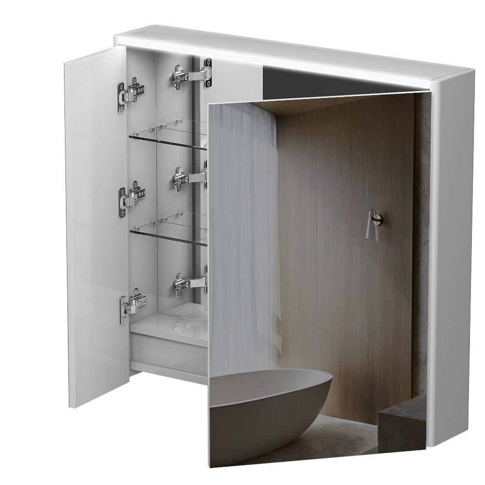 Шкафчик подвесной с зеркалом в ванную AQUARIUS Milano 70x75x15см c подсветкой белый AQ-U1665196088