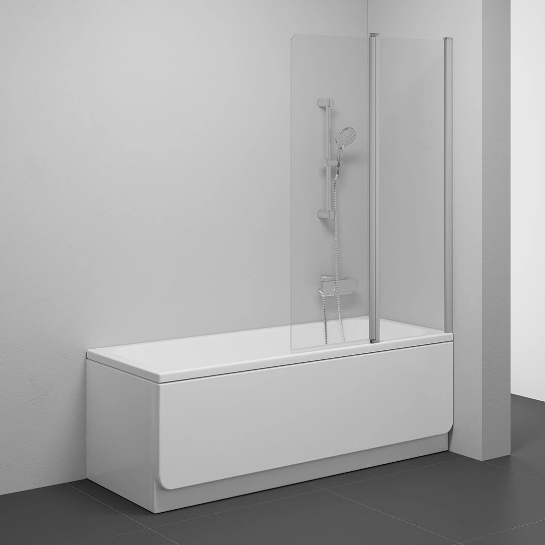 Шторка стеклянная для ванны двухсекционная распашная 150x99см RAVAK CHROME CVS2-100 R стекло прозрачное 6мм профиль сатин 7QRA0U00Z1