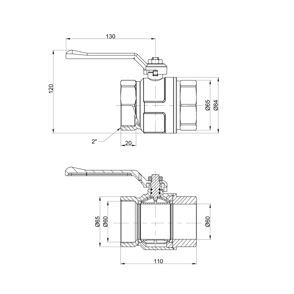 Кран кульовий ICMA №350 2" вн-вн PN25бар 87350AJ11