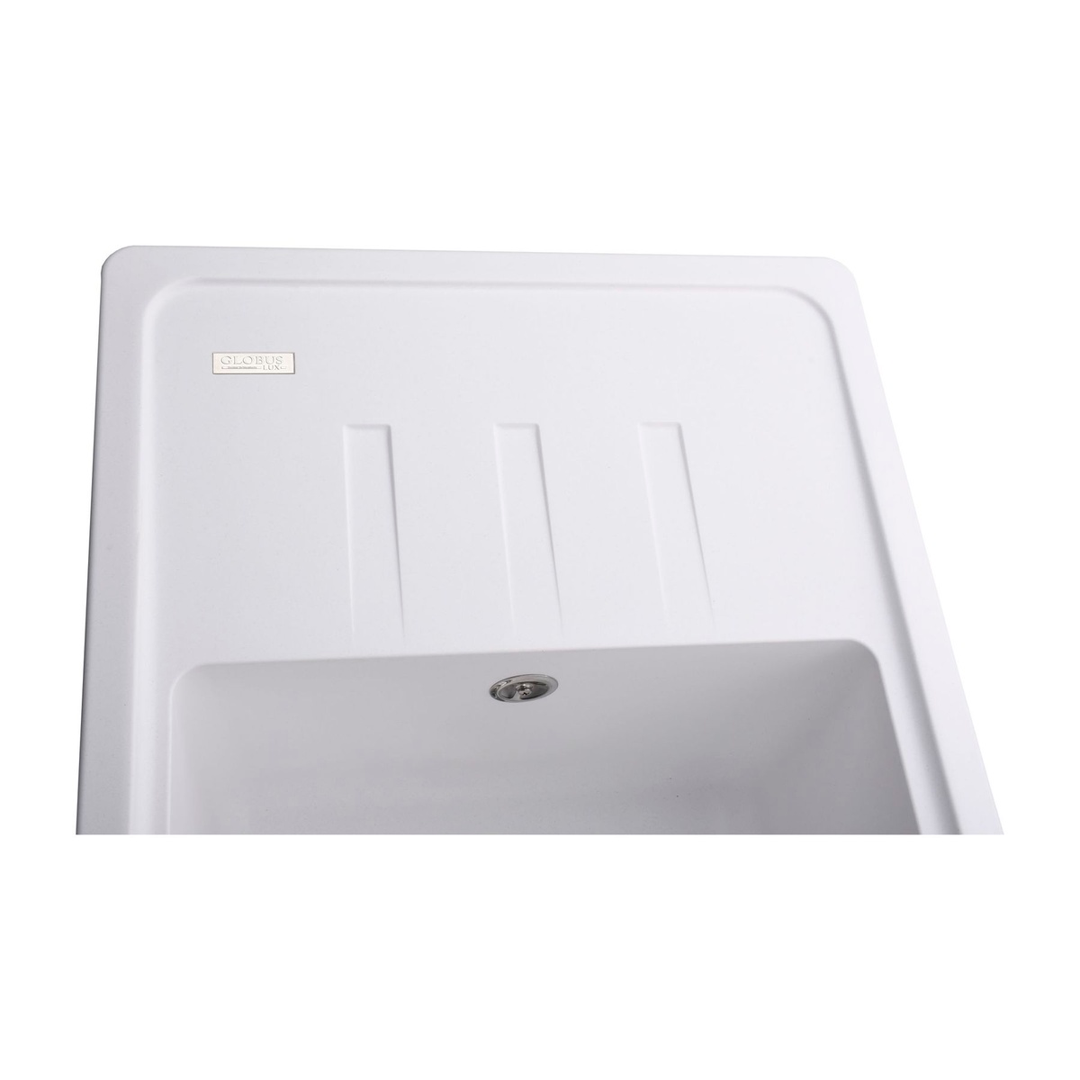 Мийка на кухню гранітна прямокутна GLOBUS LUX MONO 620x435мм біла без сифону 000022438