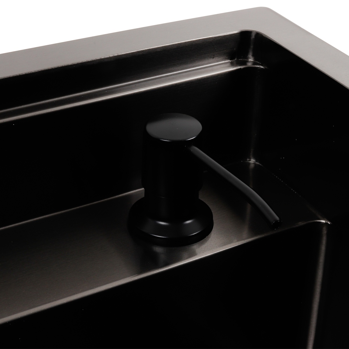 Мийка для кухні із нержавіючої сталі квадратна PLATINUM TZ 500x500x200мм матова 1.2мм чорна із сифоном в комплекті PLS-A40195