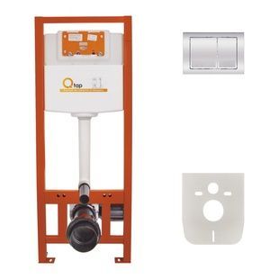 Система инсталляции для унитаза Q-TAP Nest с кнопкой хром глянец QT0133M425M06028CRM
