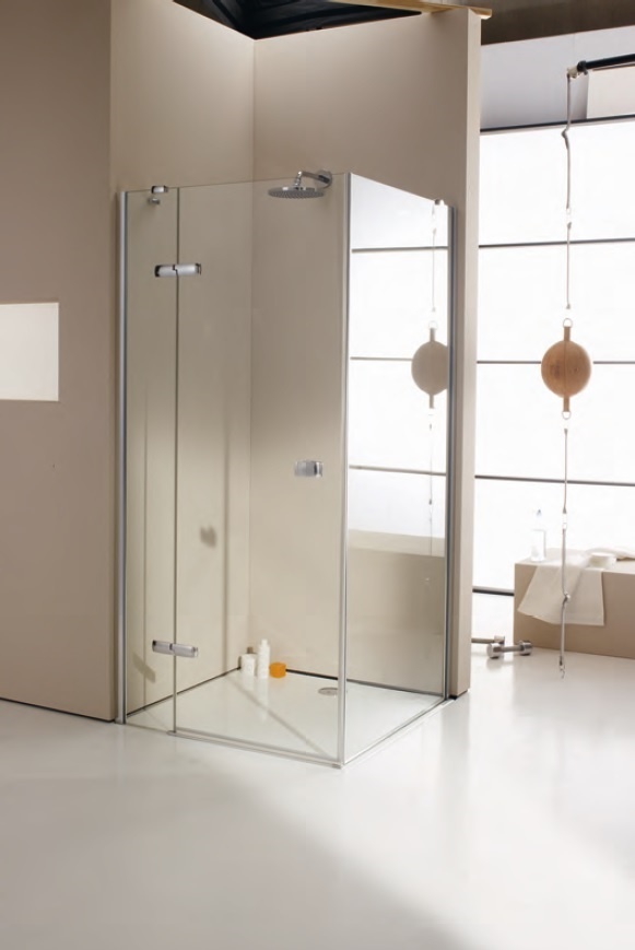 Двері скляні для душової ніші розпашні двосекційні HUPPE Enjoy 200x90см прозоре скло 6мм профіль хром 670051.091.321