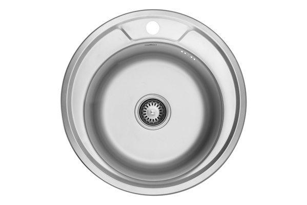 Мойка для кухни из нержавеющей стали круглая KRONER KRP 490x490x180мм микротекстура 0.6мм с сифоном CV022761