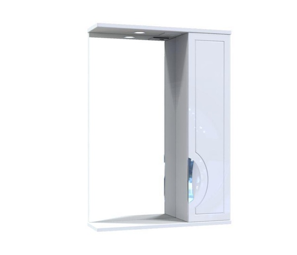 Шкафчик подвесной с зеркалом в ванную AQUARIUS MERETE 60x84.8x17см c подсветкой с полочкой белый AQ-U1112664245
