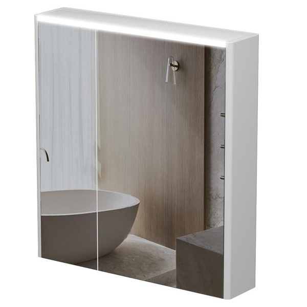 Шафка підвісна із дзеркалом у ванну AQUARIUS Milano 70x75x15см із підсвіткою білий AQ-U1665196088