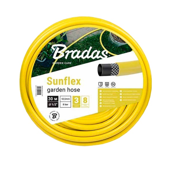 Шланг для полива BRADAS желтый WMS1/230 SUNFLEX 1/2” - 30м.