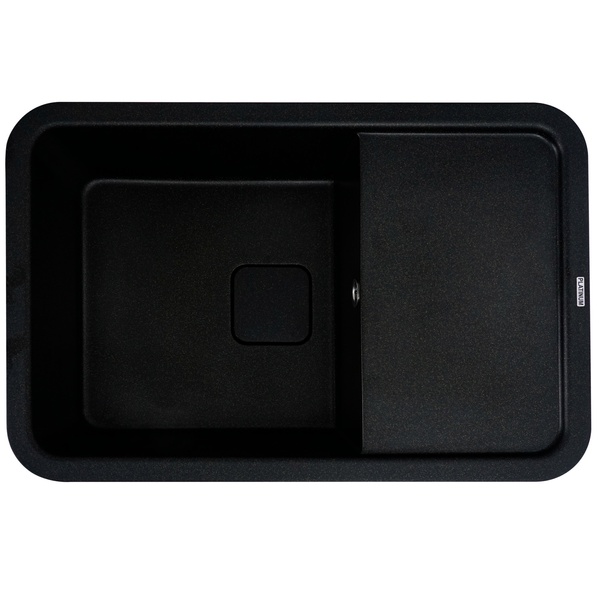 Мийка для кухні гранітна прямокутна PLATINUM 7850 CUBE 775x505x180мм без сифону чорна PLS-A27964
