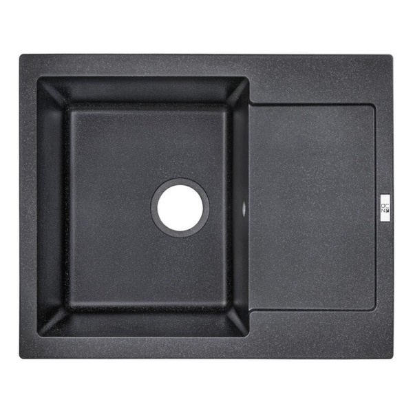 Раковина на кухню гранітна прямокутна LIDZ BLA-03 498мм x 615мм чорний без сифону LIDZBLA03625500200