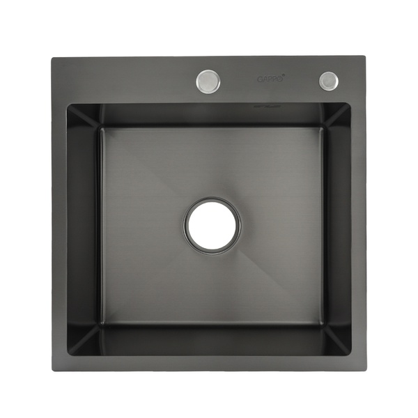 Мийка для кухні із нержавіючої сталі квадратна GAPPO 500x500x215мм матова 1мм чорна із сифоном SQ-1045120
