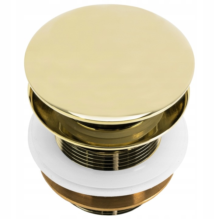 Донный клапан нажимной для ванны REA 70мм с переливом латунь 1 1/2" глянцевый золотой REA-W2008