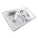Мийка для кухні із нержавіючої сталі прямокутна PLATINUM 7850D ДЕКОР 780x500x180мм мікротекстура 0.8мм на півтори чаші із сифоном PLS-A528 2 з 6