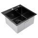 Мийка для кухні із нержавіючої сталі квадратна PLATINUM Handmade PVD 450x450x230мм матова 1.5мм чорна із сифоном PLS-A33651 2 з 5
