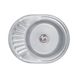 Кухонна мийка із нержавіючої сталі овальна LIDZ 450мм x 570мм мікротекстура 0.6мм із сифоном LIDZ5745006DEC 1 з 2