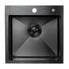 Мийка для кухні із нержавіючої сталі квадратна PLATINUM Handmade PVD 450x450x230мм матова 1.5мм чорна із сифоном PLS-A33651 1 з 5