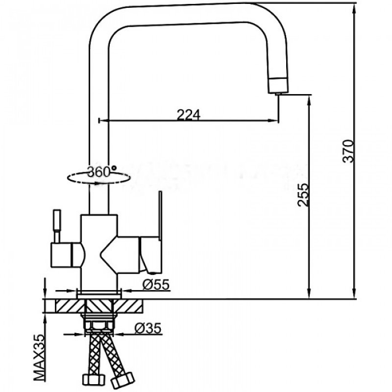 Cмеситель для кухни с краном для фильтрованной воды FRAP черный нержавеющая сталь F43801-6