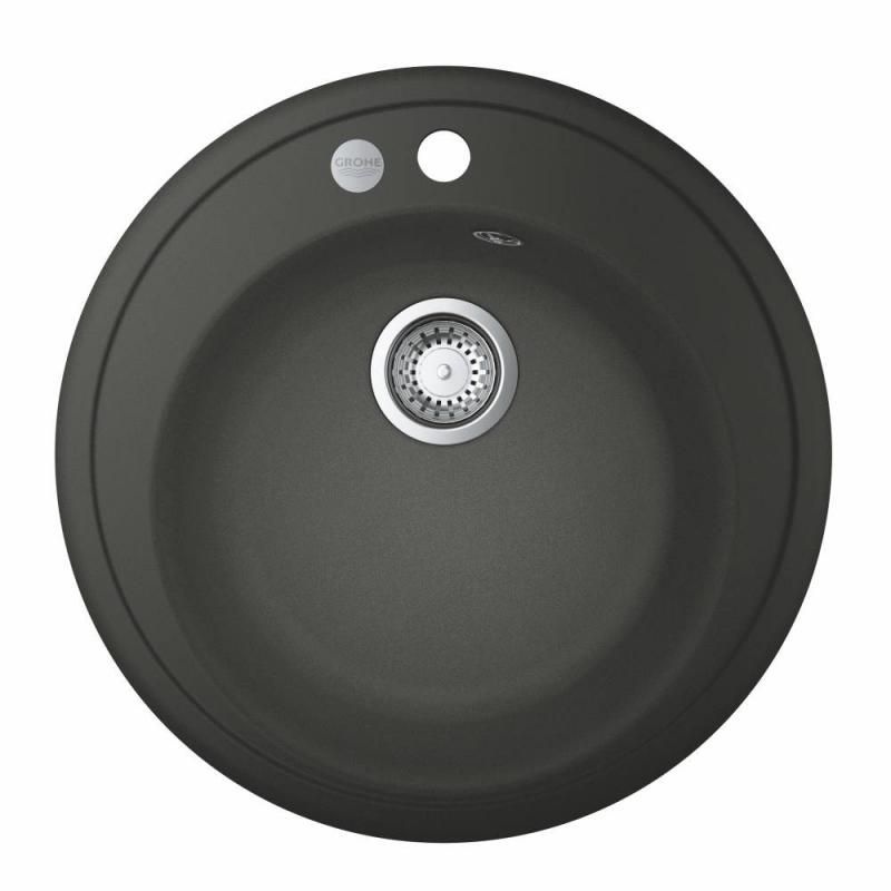 Мийка на кухню гранітна кругла GROHE K200 Contemporary 510мм x 510мм сірий із сифоном в комплекті 31656AT0+40536000 31656AT040536000