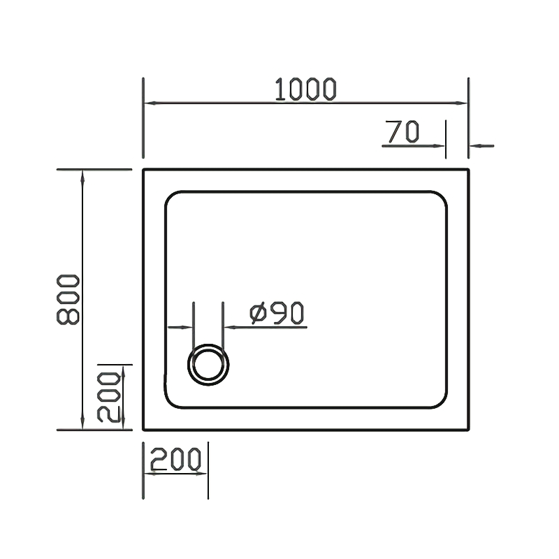 Піддон для душової кабіни EGER SMC 599-1080S 100x80x3.5см прямокутний композитний без сифону білий