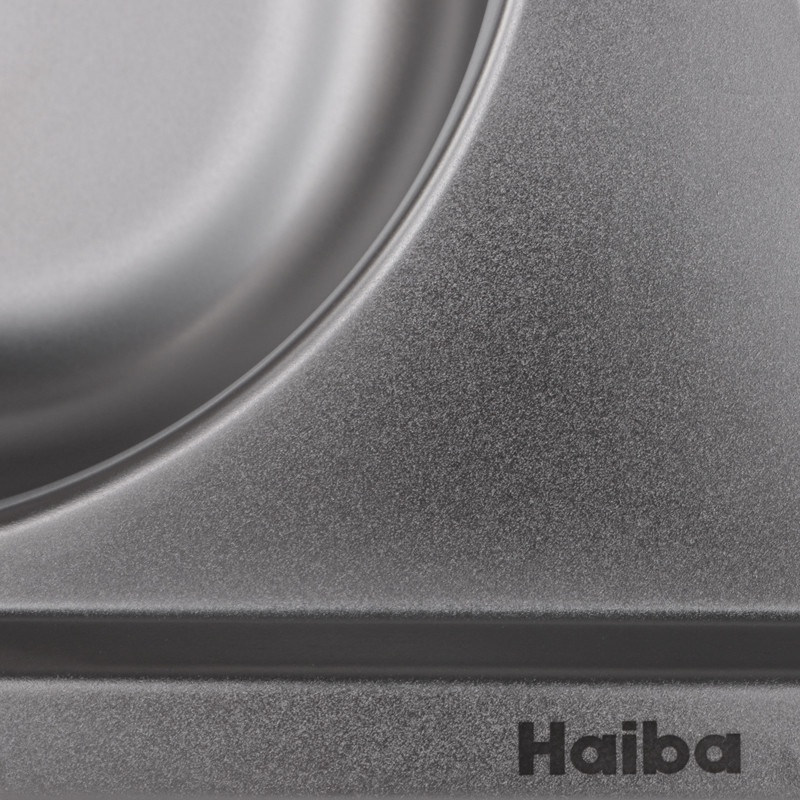 Мийка для кухні із нержавіючої сталі овальна HAIBA DOUBLE 800x490x180мм матова 0.8мм на дві чаші із сифоном HB0652