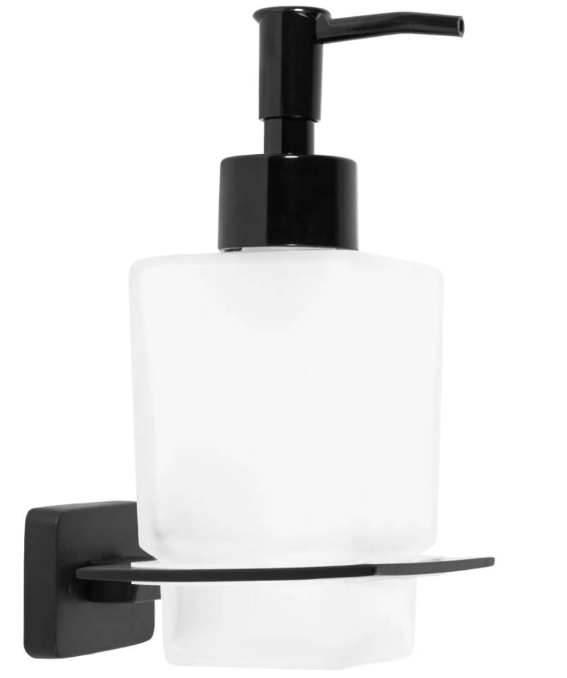 Дозатор для жидкого мыла REA OSTE 06 REA-80047 настенный на 250мл прямоугольный стеклянный черный