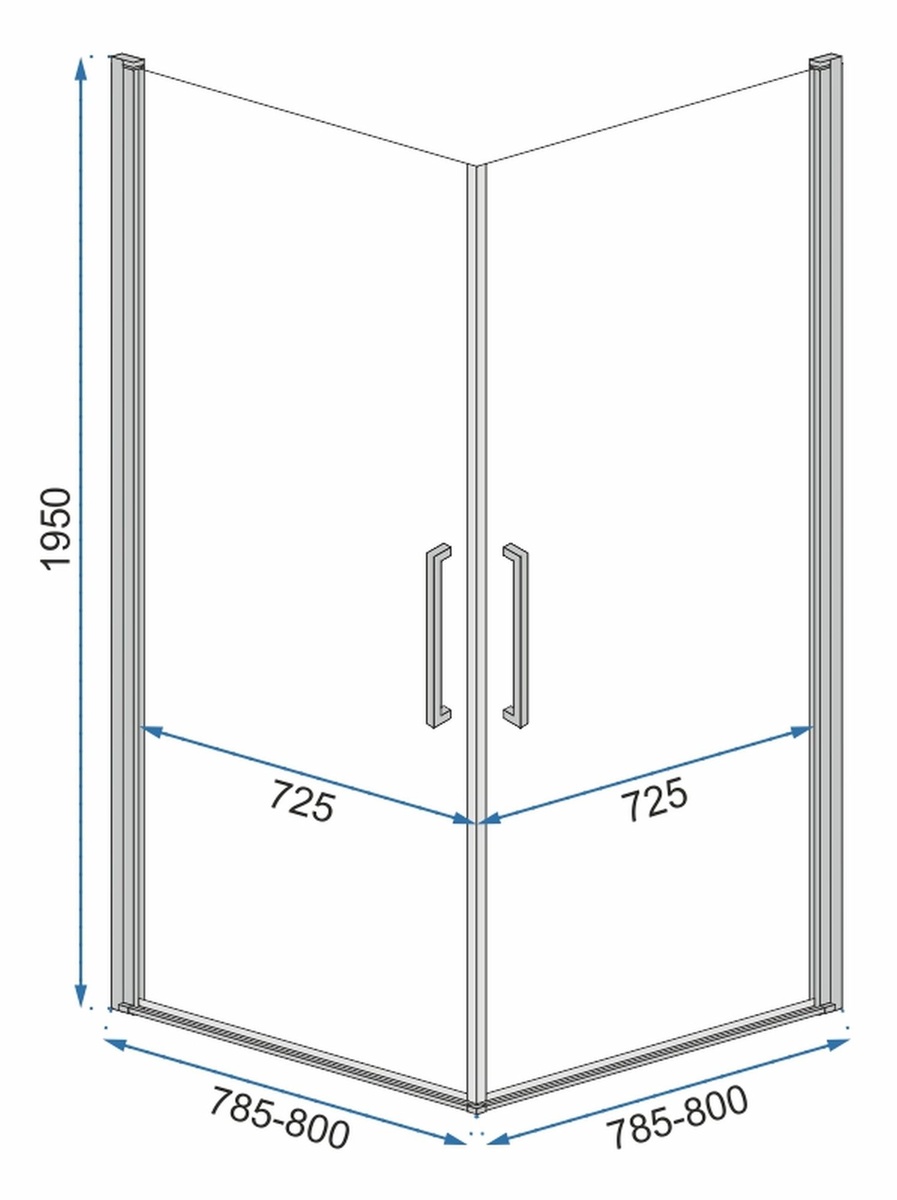 Кабина для душа квадратная угловая двухдверная без поддона REA RUBIK 80x80x195см прозрачное стекло 6мм профиль черный REA-K9230