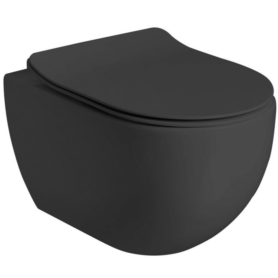 Сидіння для унітазу AXA Glomp 319107 із мікроліфтом дюропласт 365x510мм 180мм між кріпленнями чорне (без унітазу)