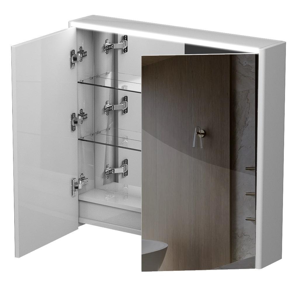 Шкафчик подвесной с зеркалом в ванную AQUARIUS Milano 80x75x15см c подсветкой белый AQ-U1665196089