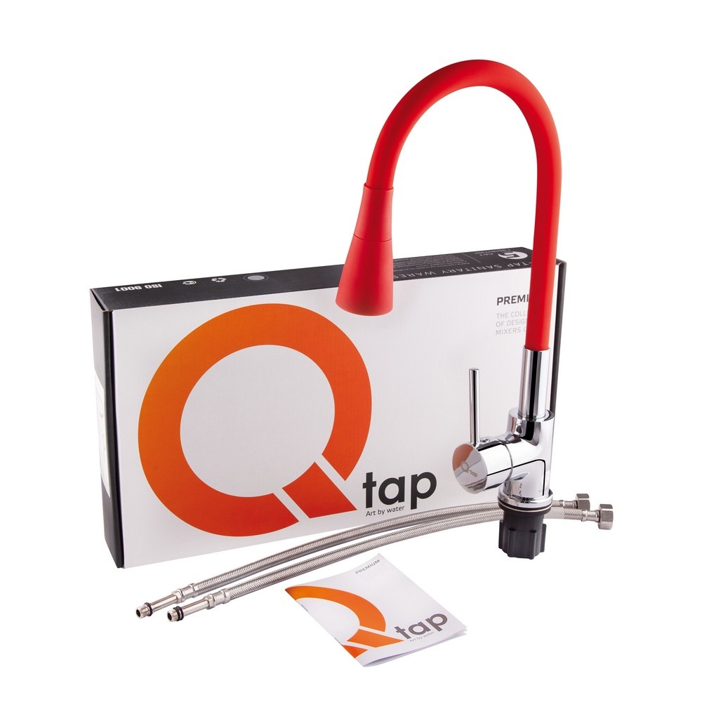 Кран на кухню однорычажный с пружиной Q-TAP Spring CRR 007F-1 красный латунь QTSPRCRR007F1
