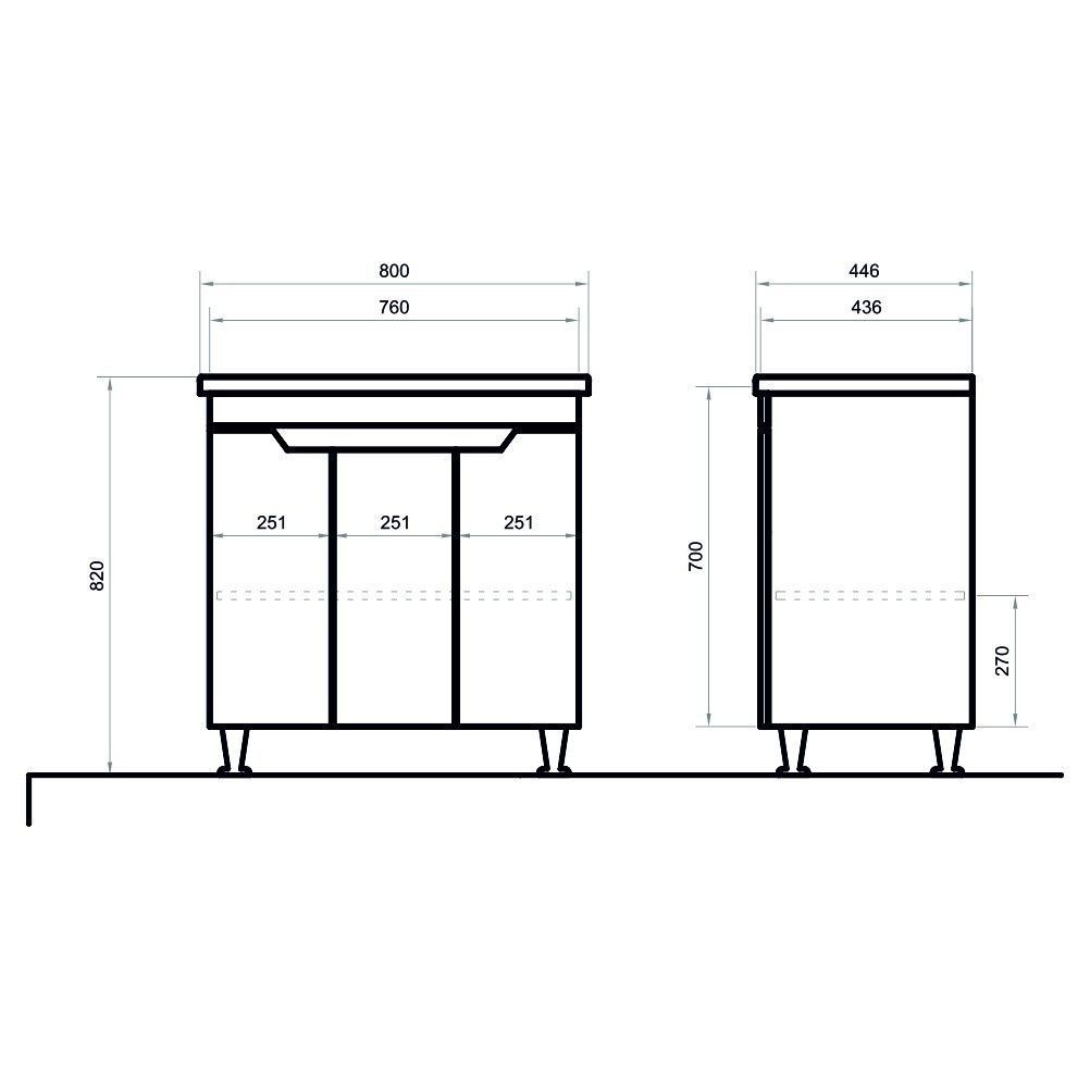 Тумба із умивальником AQUARIUS LION 80x82x44.6см на підлогу біла AQ-U1113078528
