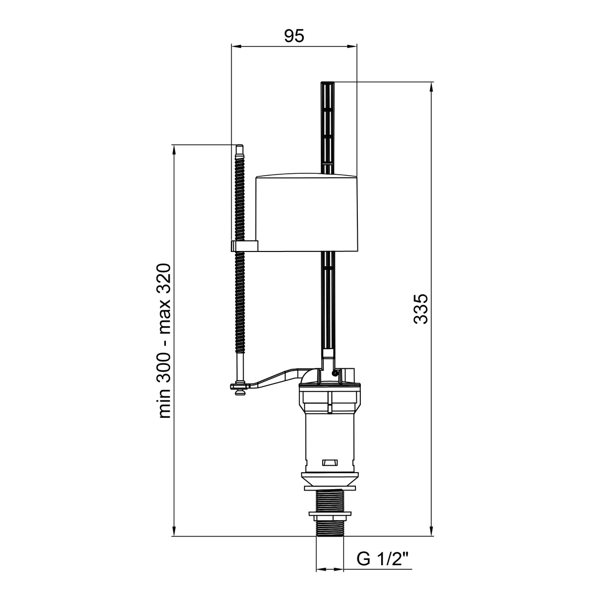 Механізм впускової арматури води для бачка унітазу LIDZ 60 02 підключення 1/2" нижній підвід води LIDZWHI6002K00200