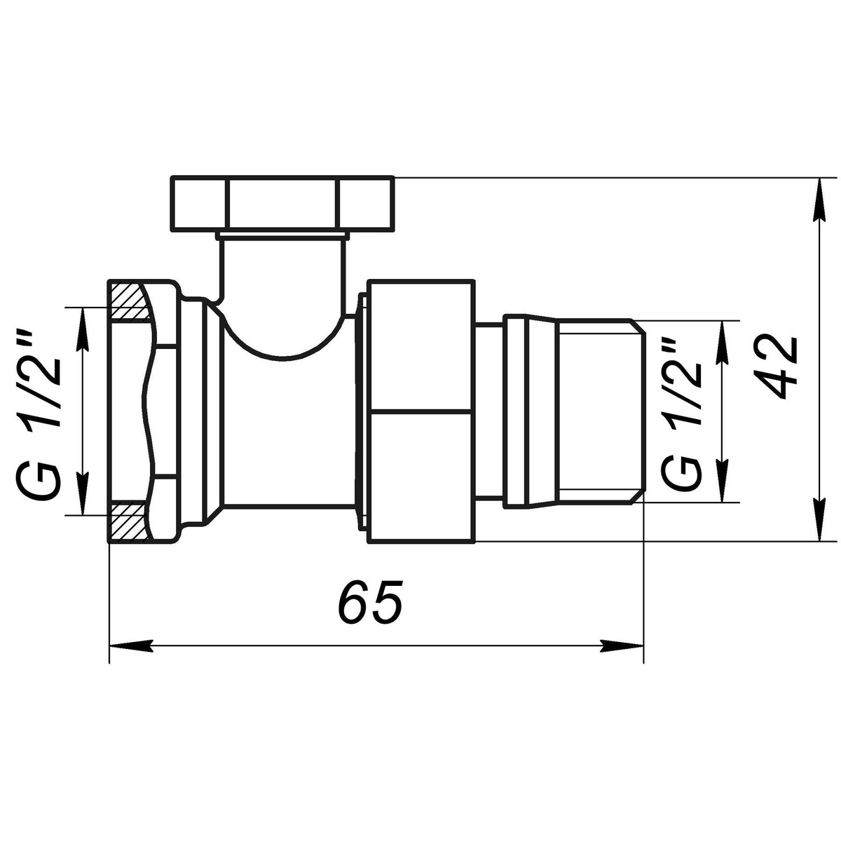 Балансировочный радиаторный кран ECO TECHNOLOGY прямой 1/2"x1/2" с американкой 000016161